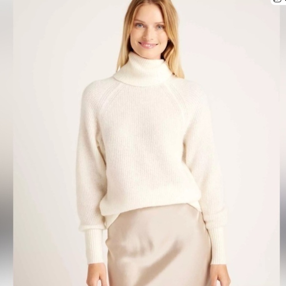 Quince Baby Alpaca Wool Turtleneck Sweater Oversized Super Soft XS